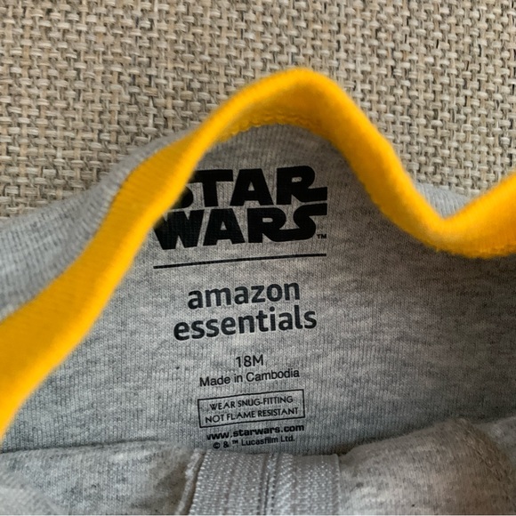 Star Wars Footed Pajamas One Piece Footsie Full Zip PJs Black Boys Size 18 Month - Picture 4 of 6